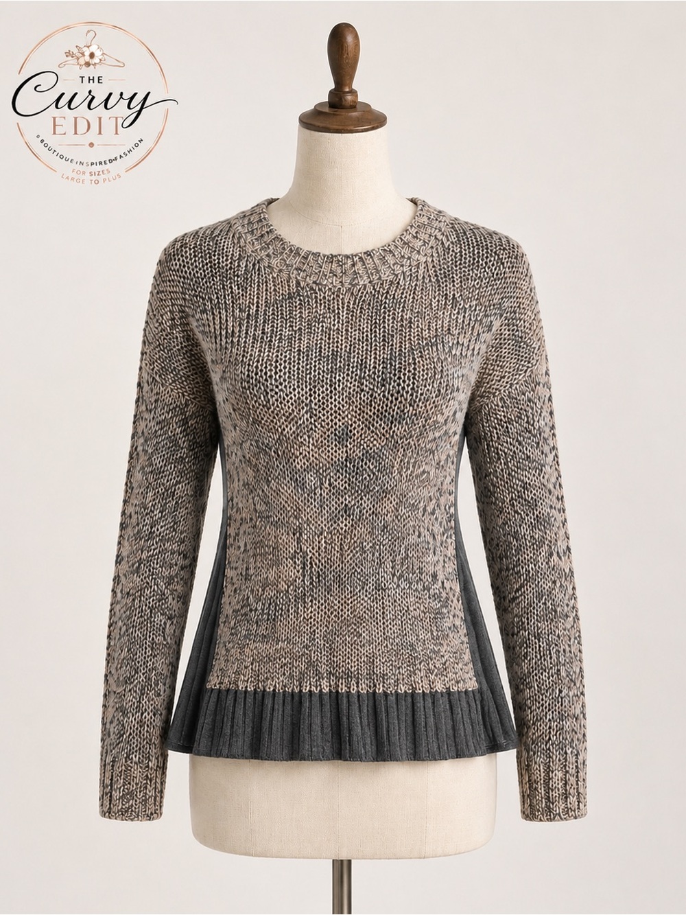 Moth for Anthropologie Ruffle Hem Marled Knit Sweater Size Large NWOT